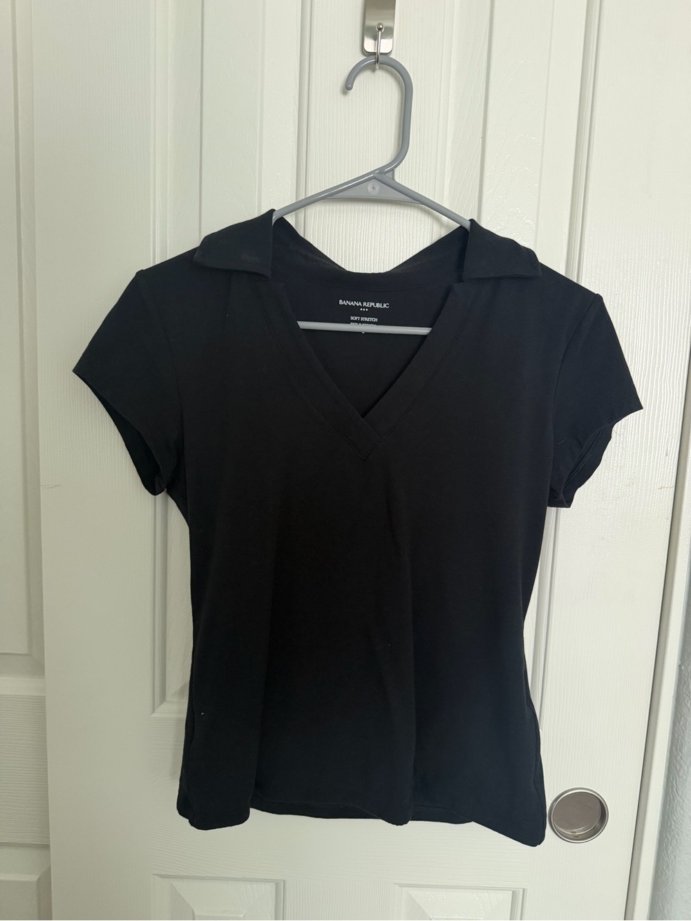 Banana Republic black collared v neck